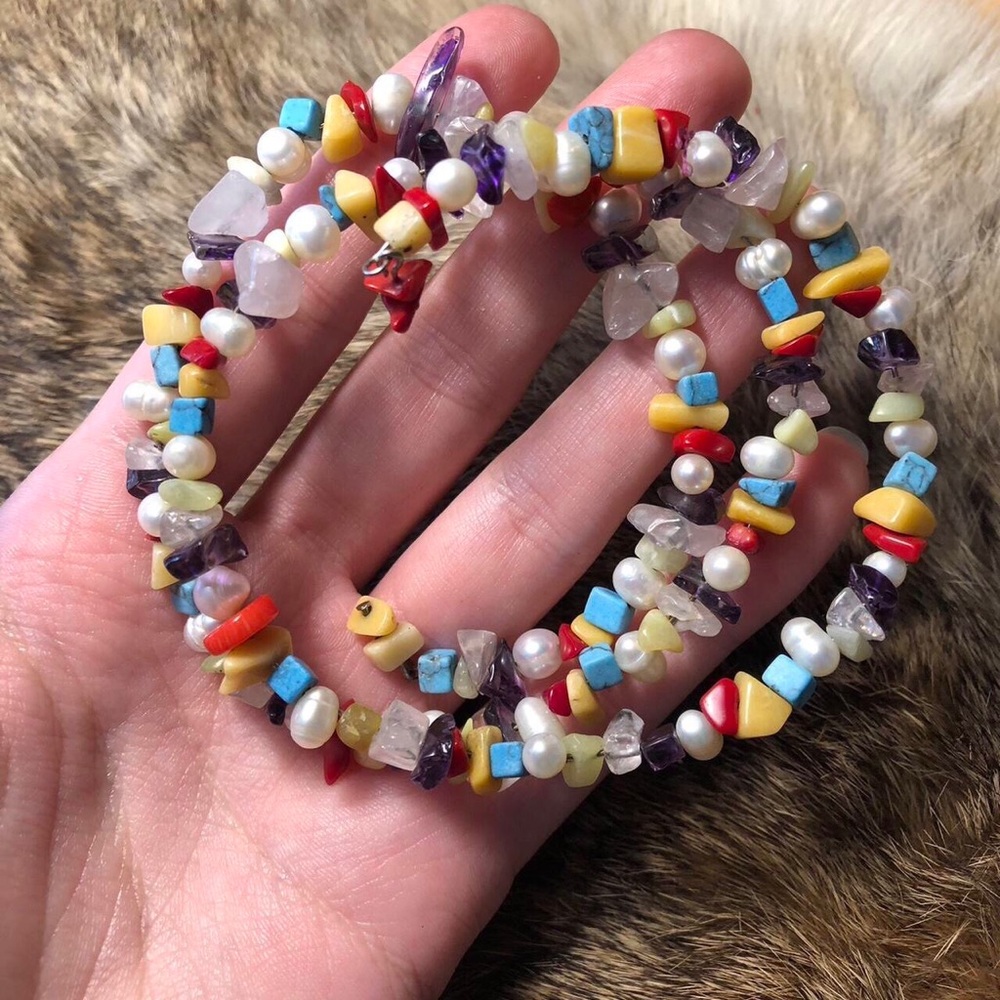 Wire wrapped multi stone bracelet
